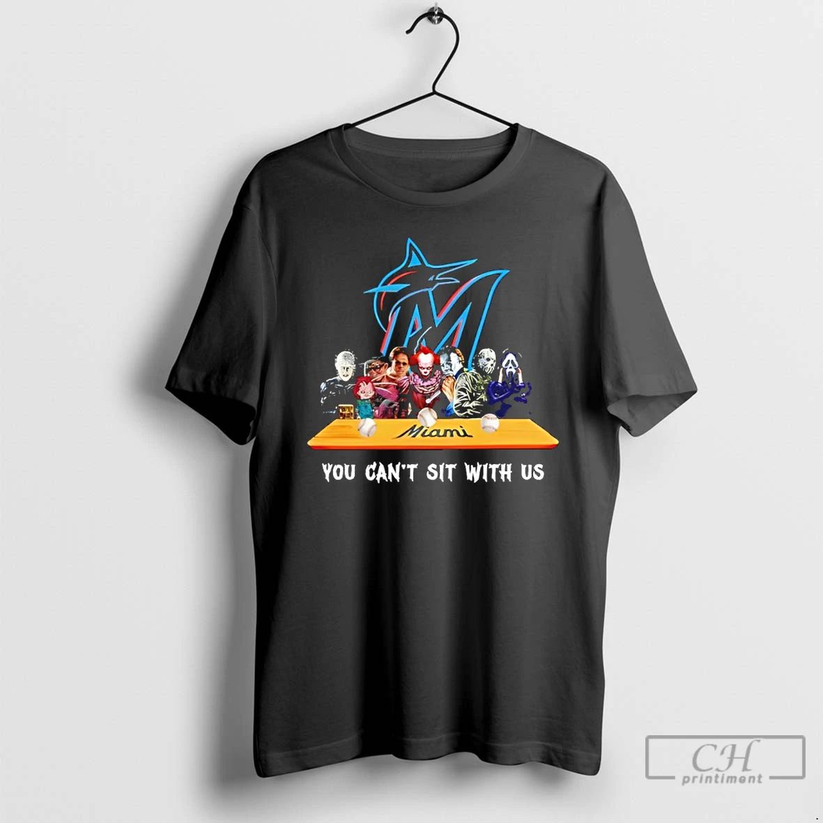 Classic Horror Movie Characters You Cant Sit With Us Miami Marlins Halloween T Shirts
