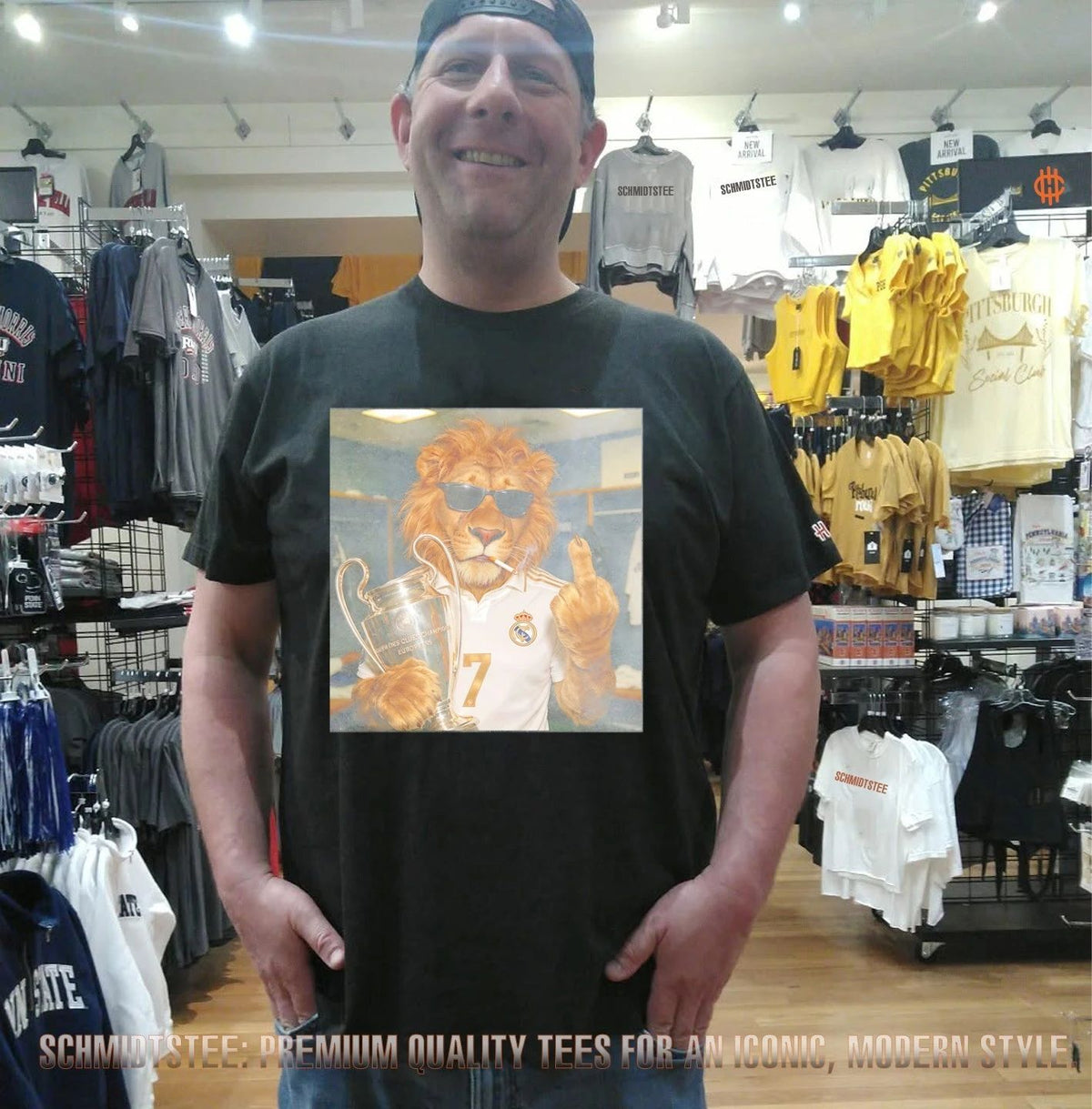 Lion Real Madrid No 7 Champion Champions League middle finger smoking shirt