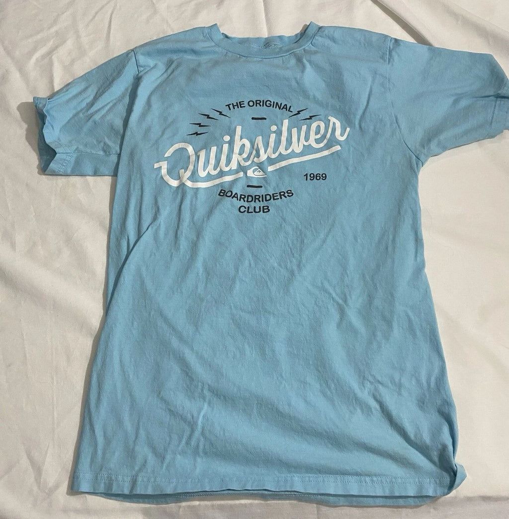 Quiksilver Boardriders Club Shirt Blue Beach Surf Skate Short Sleeve Mens S
