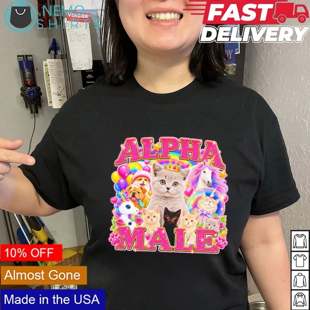 Alpha Male Kitten and Unicorn Rainbow Collage shirt
