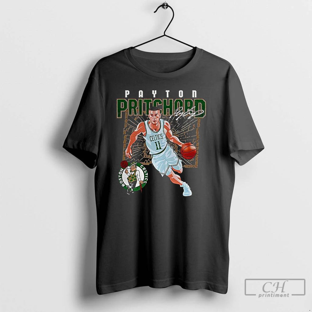 Classic Payton Pritchard Boston Celtics Nba 2025 Shattered Number 11 Signature T Shirts