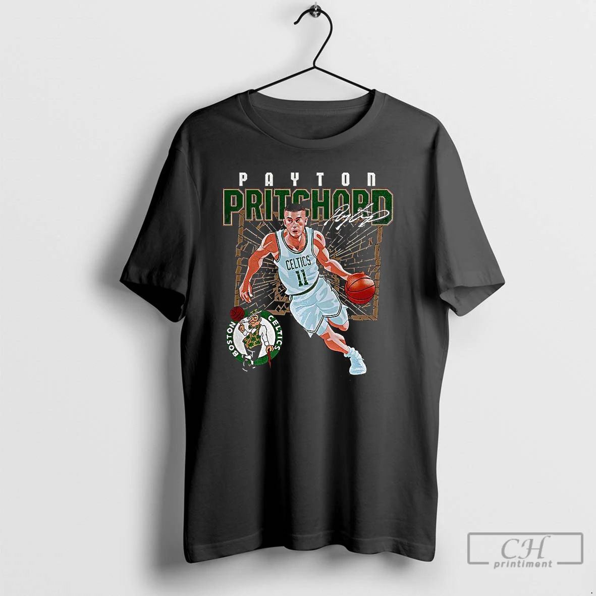 Classic Payton Pritchard Boston Celtics Nba 2025 Shattered Number 11 Signature T Shirts