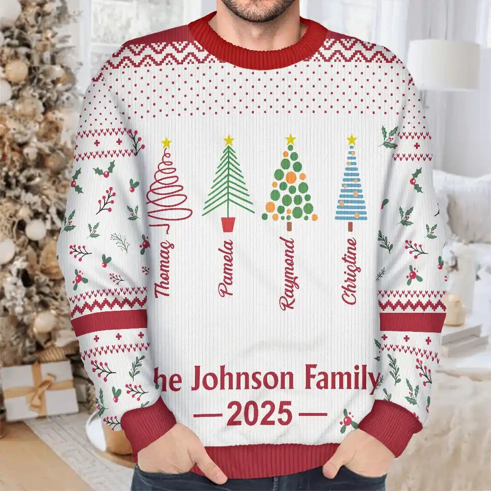 Christmas Tree Family - Personalized Unisex Ugly Sweater