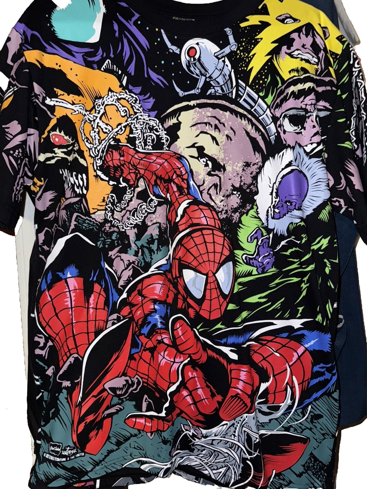 Street Couture x The 1007th All Over Print Spiderman Shirt Size M