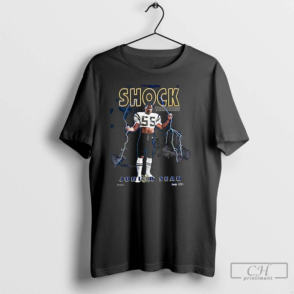 Classic Junior Seau San Diego Chargers Football Shock Treatment Lighting Graphic T Shirts