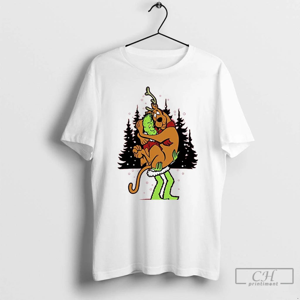 Classic Grinch And Scooby Doo Shaggy Grinch Funny Christmas White T Shirts
