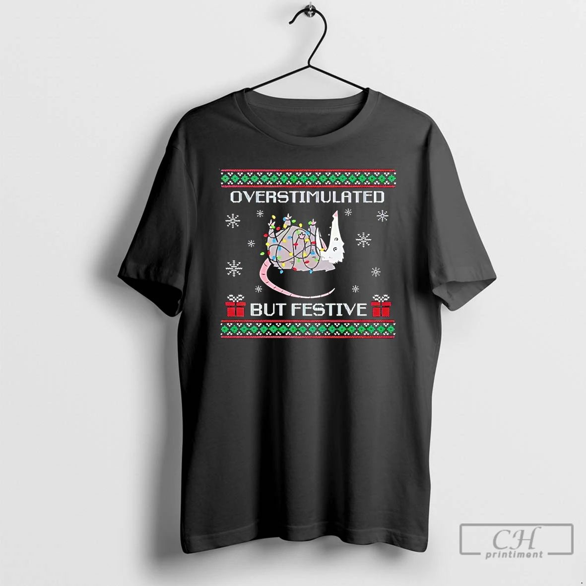 Classic Possum Overstimulated But Festive Ugly Christmas T Shirts