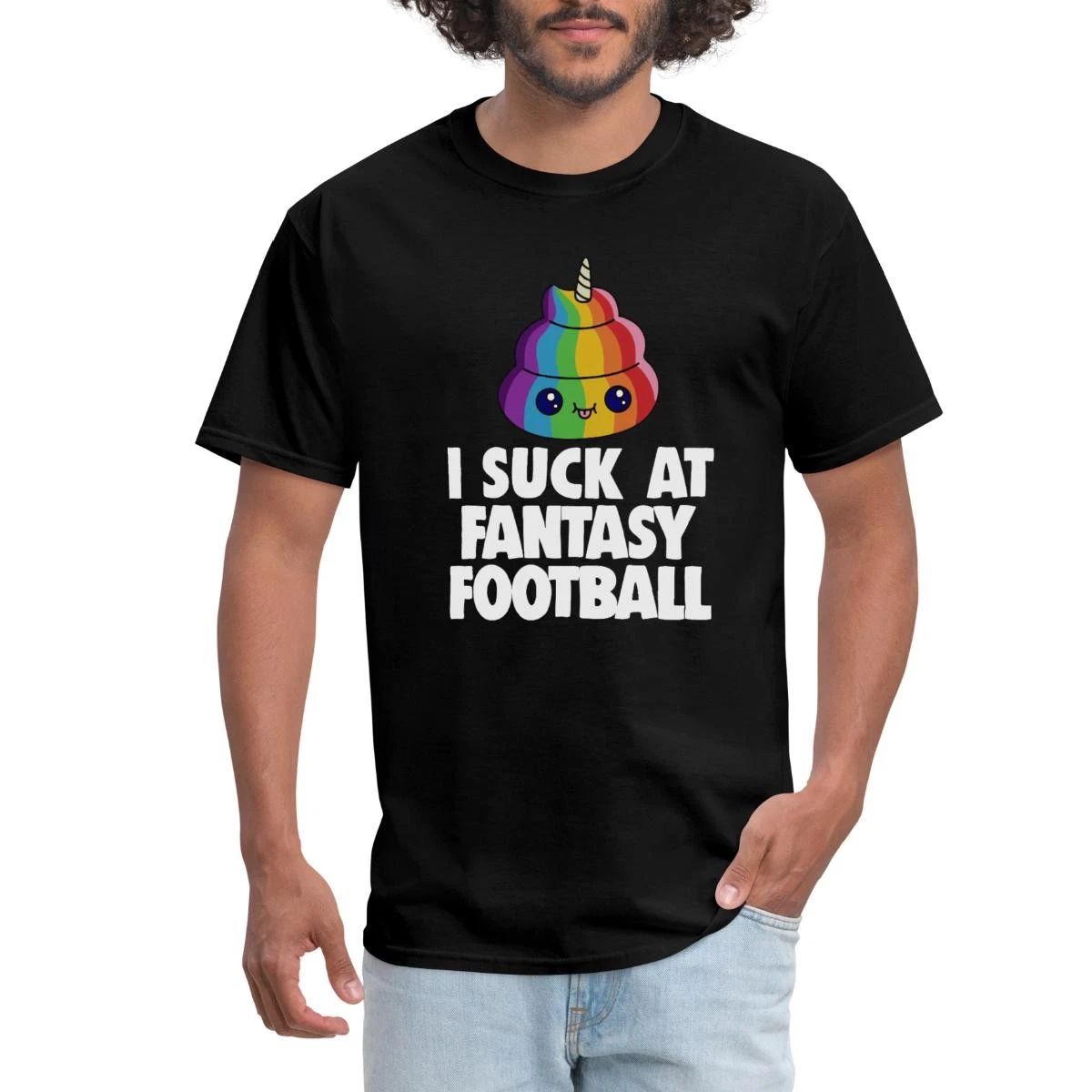 I Suck At Fantasy Football Rainbow Poop Men's T-Shirt