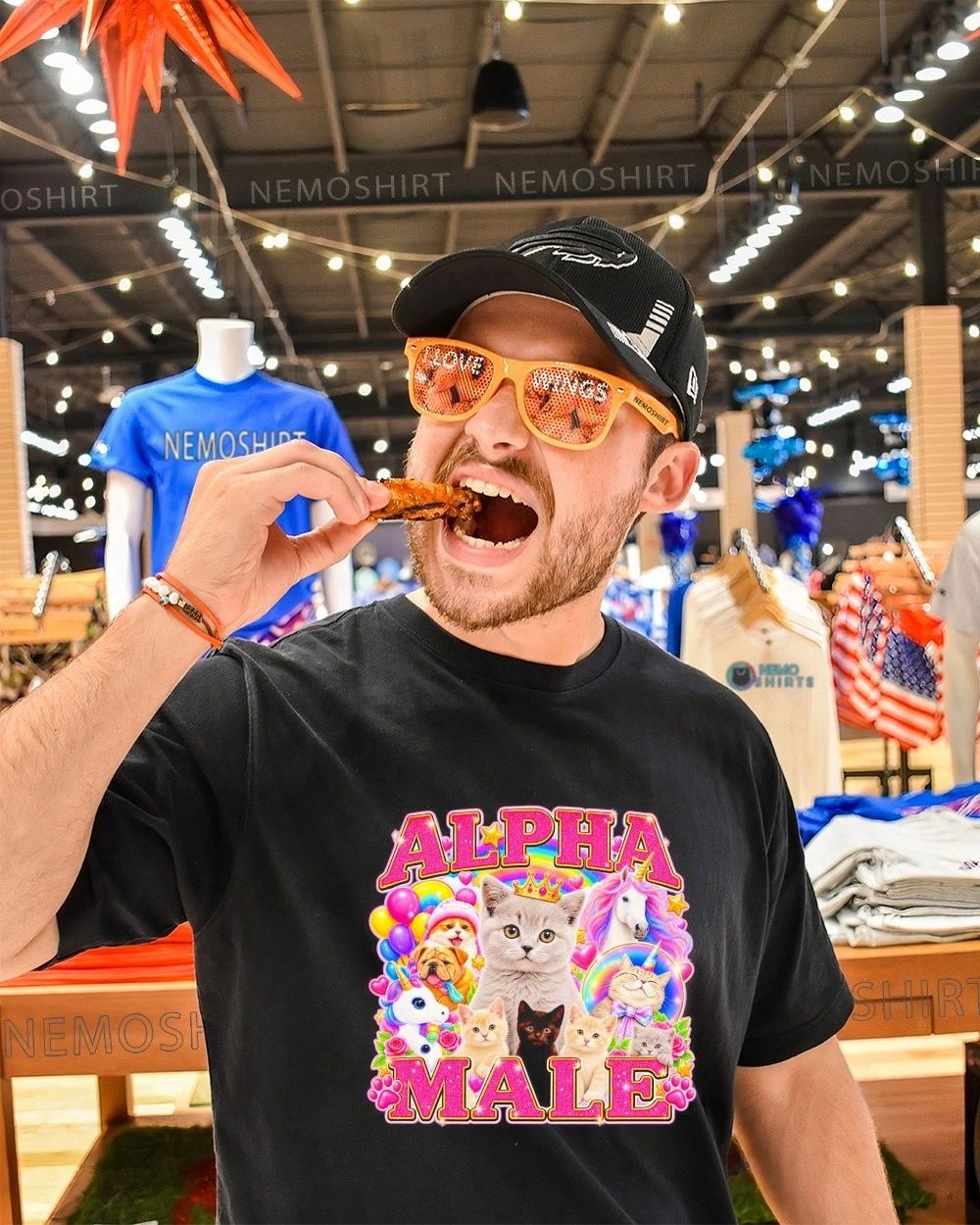 Alpha Male Kitten and Unicorn Rainbow Collage shirt
