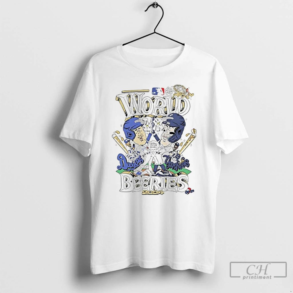 Premium Los Angeles Dodgers Vs New York Yankees 2024 World Beeries Caricature T Shirts