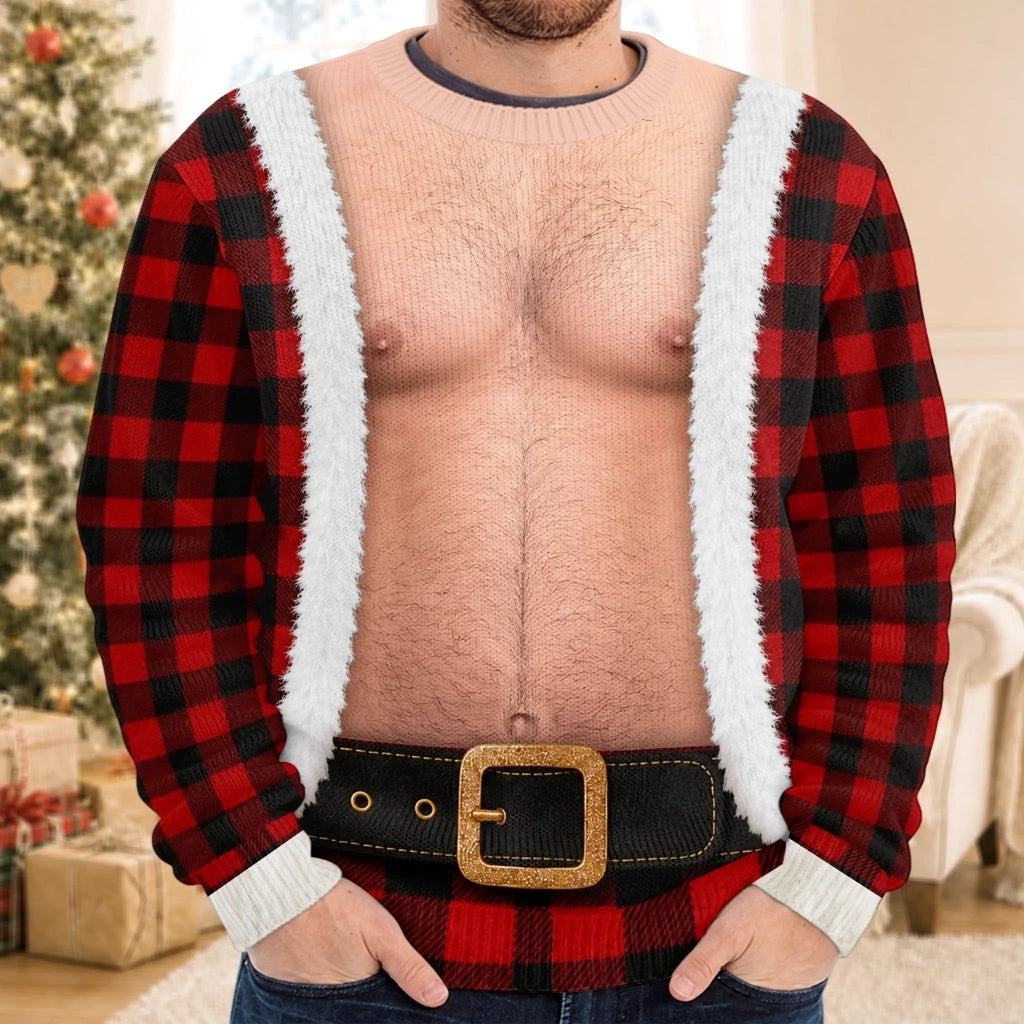Custom Funny Ugly Sweatshirt - Personalized Christmas Birthday Gifts For Husband, Dad, Grandpa - Bringing The Heat In Plaid