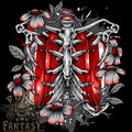 Gothic Rib Cage Skeleton Skull Goth Fantasy Mens Light Cotton T-Shirt