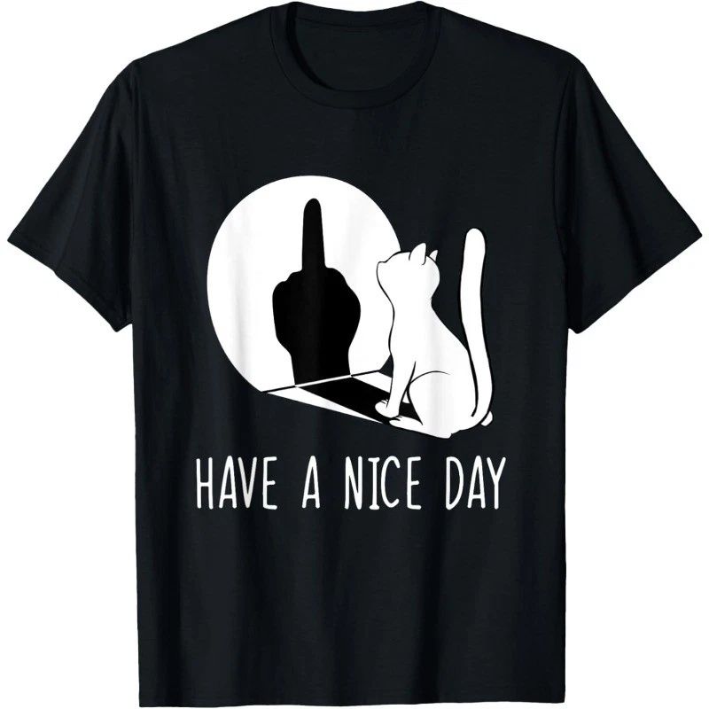 Funny Middle Finger Cat Sarcastic Cat Have A Nice Day T-Shirt