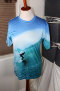 Get a Life Mens Shirt Small Surfing short sleeve Blue Green Polyester