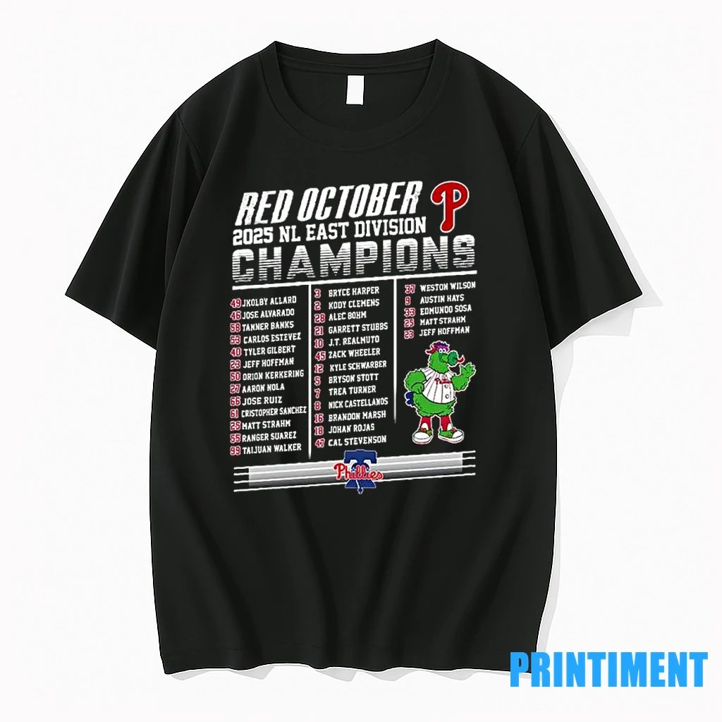 Philadelphia Phillies Red October 2025 Nl East Division Champions Roster Tshirts Sweater