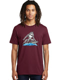 Gray-Wolf-Surfing Mens Graphic Tee, 100% Cotton, Casual Summer Wear