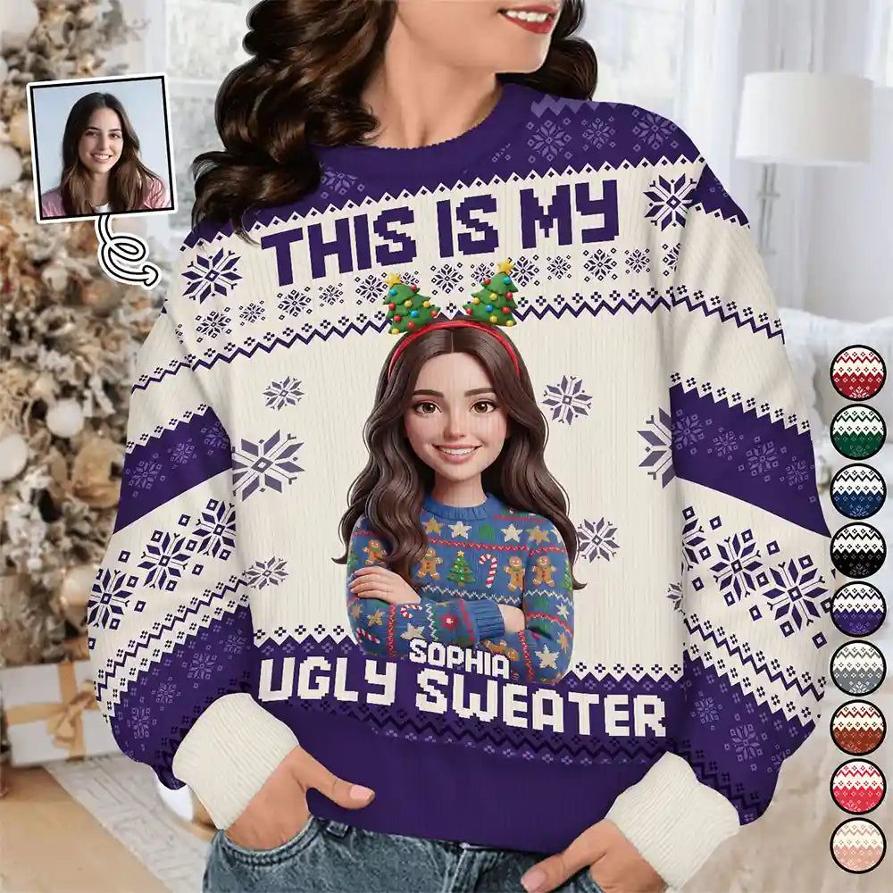 Custom Photo 3D Christmas Concept This Is My Ugly Sweater - Personalized Unisex Ugly Sweater