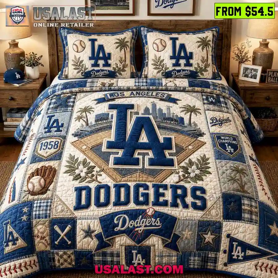 Los Angeles Dodgers World Series Champions Quilt Bedding Set
