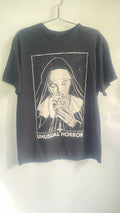 Unusual Horror T Shirt Gothic Nun Graphic Black Tee Mens L Streetwear