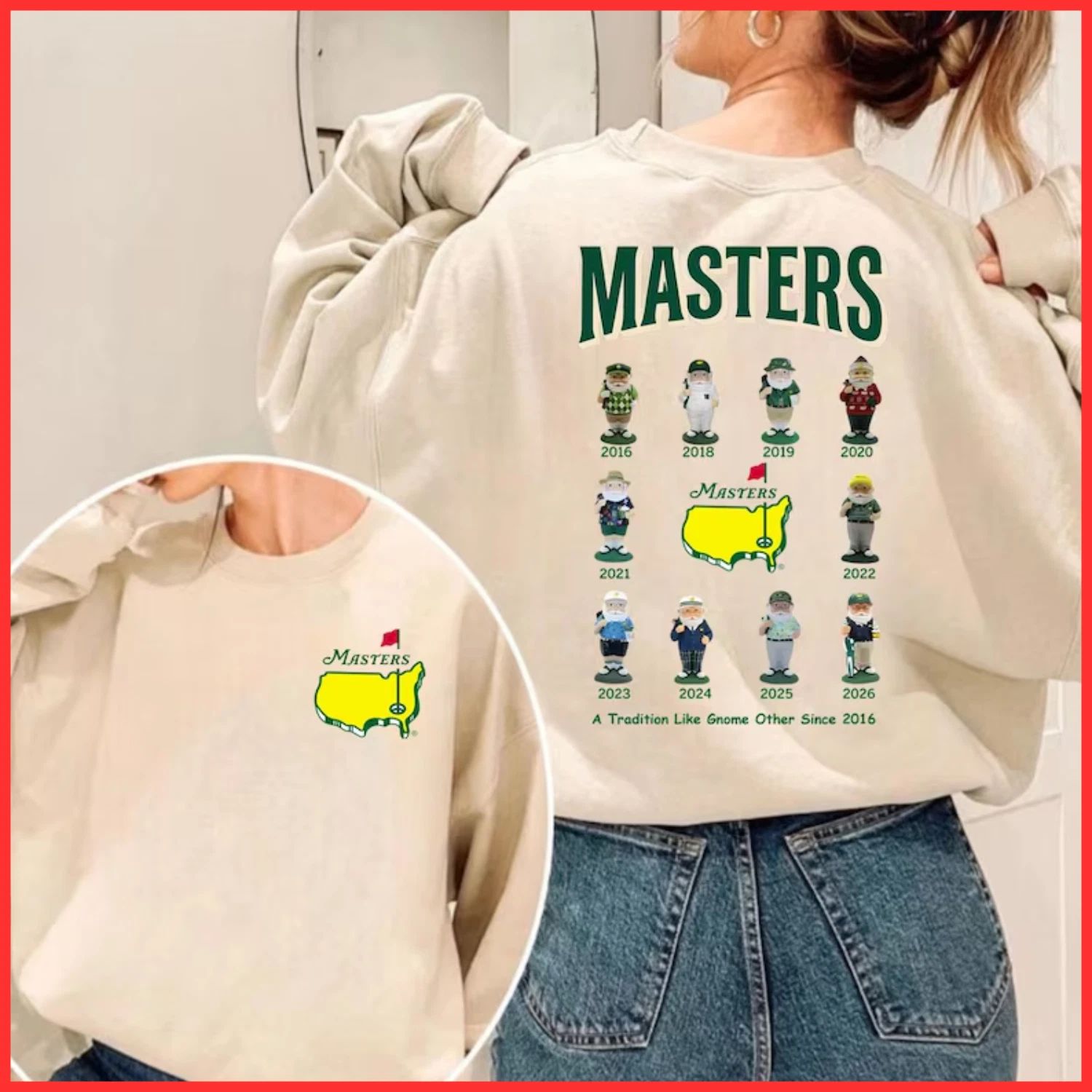 LIMITED !! Augusta Masters Gnome T-shirt Cute Golf Crewneck Unisex Tee