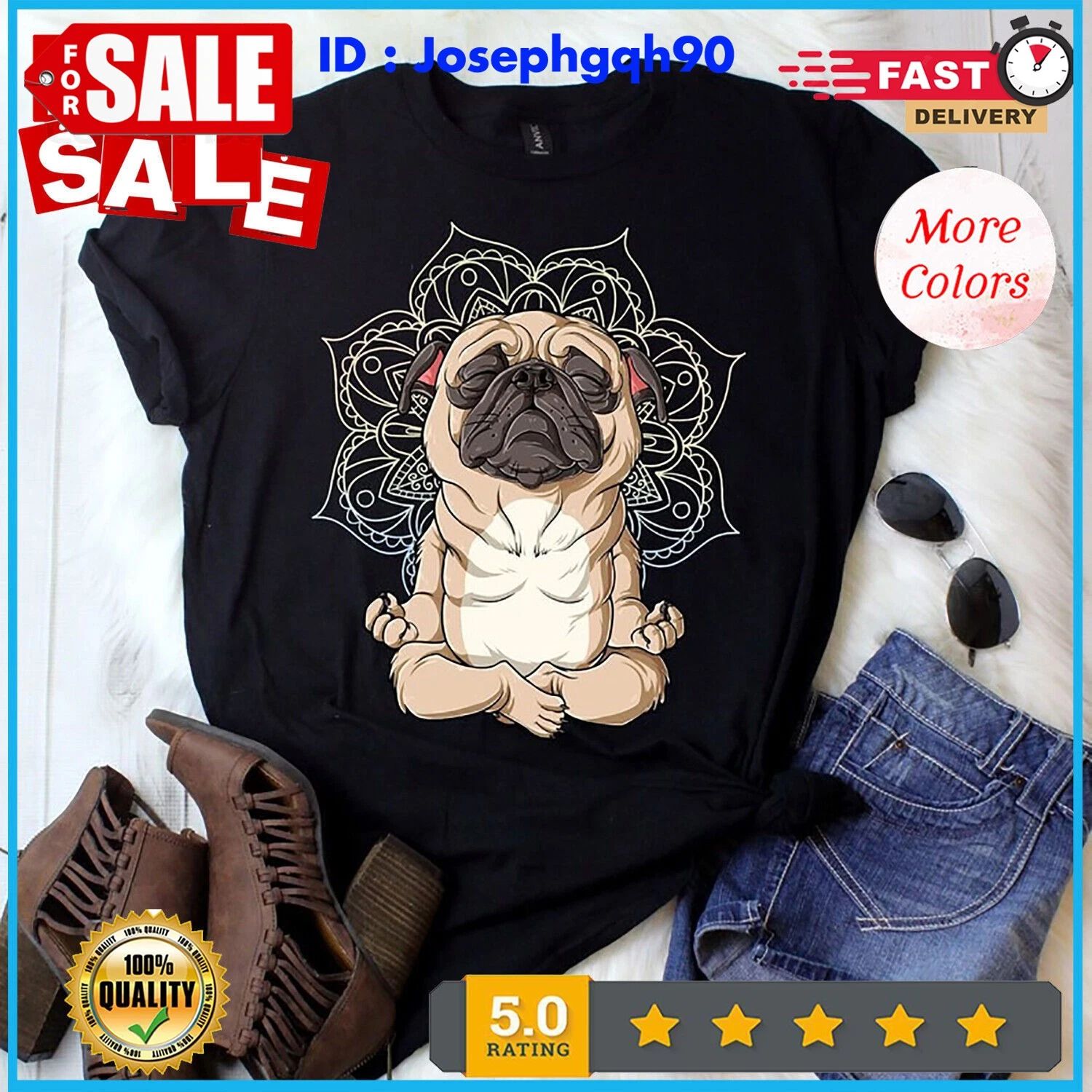 Yoga Pug Shirt , Pug Gifts , Pug Dog , Pug Lover Gifts , Pug Life T-Shirt S-5XL.