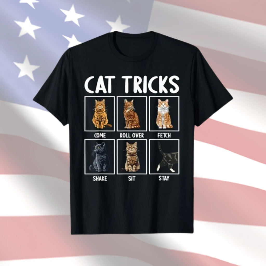 Funny Cat Tricks Cute Cat Lover Graphic T-Shirt Size S-4XL