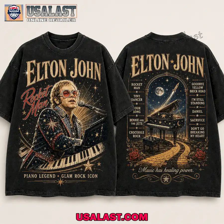 Elton John Rocket Man 3D Shirt For Fans Piano Legend Glam Rock 3D Shirt For Fans