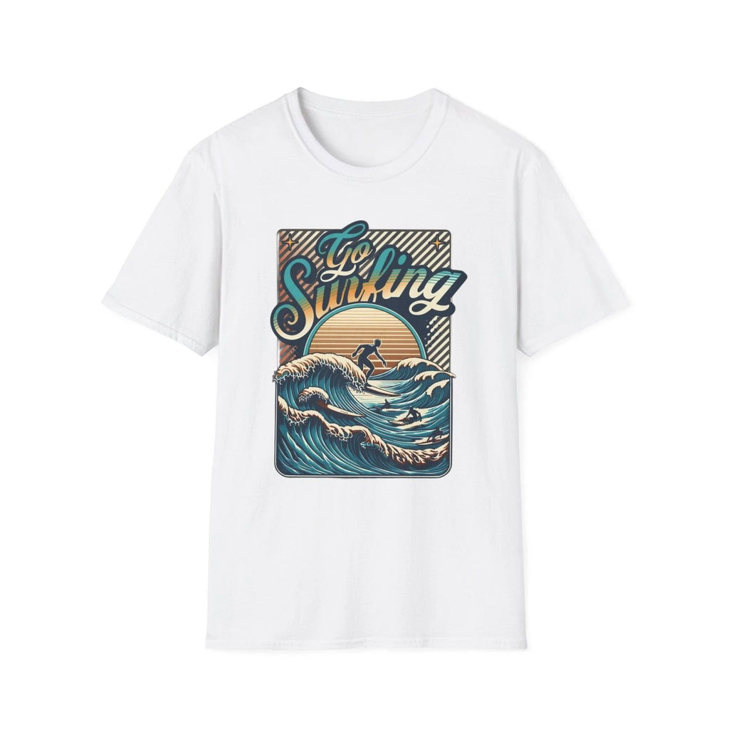 Surfing Retro Unisex Softstyle T-Shirt, Beachwear, Cool Summer Shirt Unisex Gift