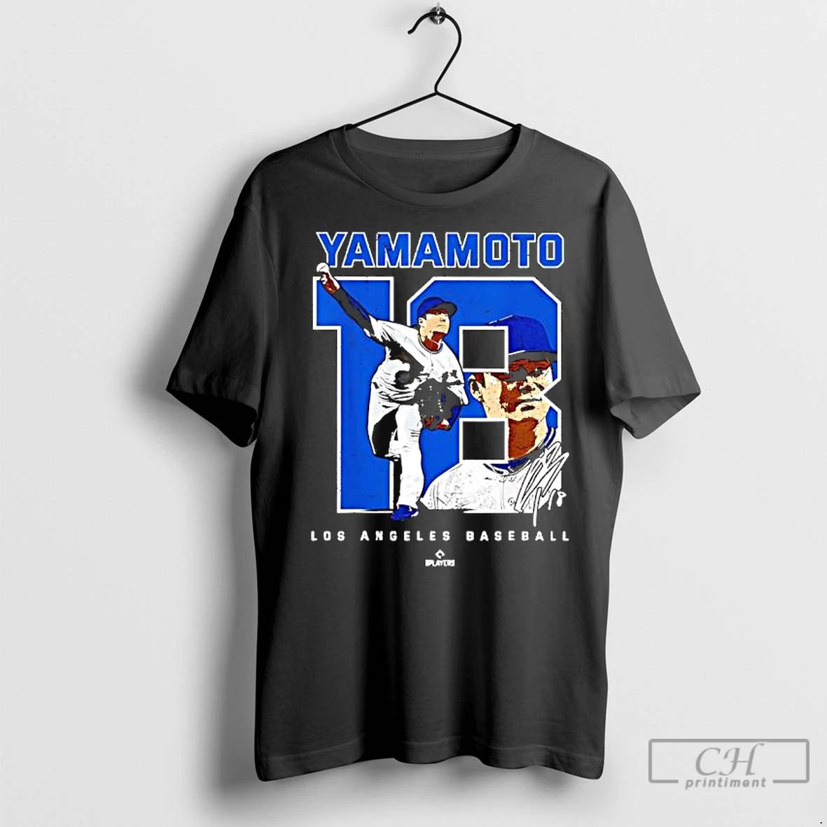 Classic Yoshinobu Yamamoto Caricature Baseball Fan Signature Los Angeles