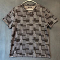 Alfani Geometric Y2K Revival Shirt Medium Quiet Luxury Retro Black Gray Club