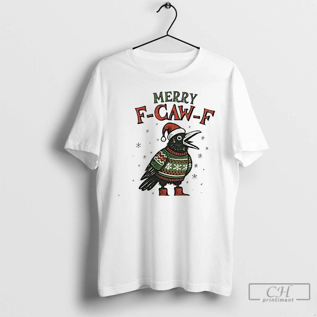 Classic Santa Raven Merry F Caw F Christmas Christmas T Shirts
