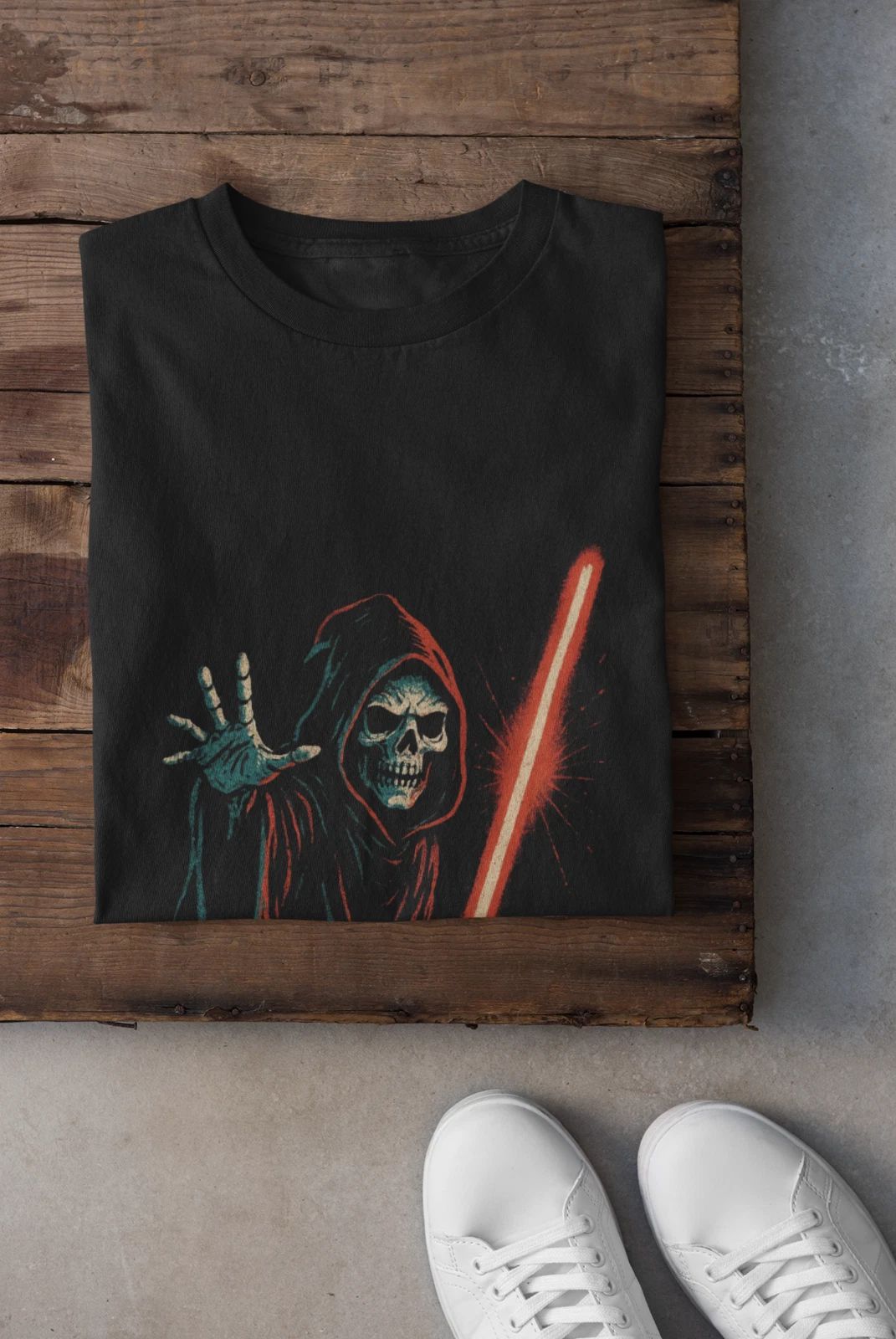 Cool Grim Reaper Lightsaber Graphic Tee, Horror Shirt, Gift for Sci-Fi Fans