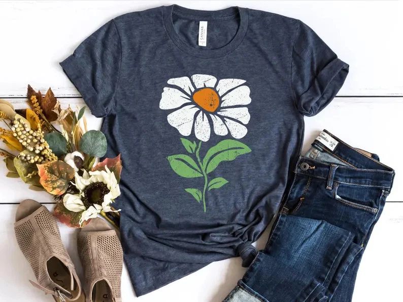 Boho Daisy Flower Comfort Tee Shirt Botanical Floral Nature