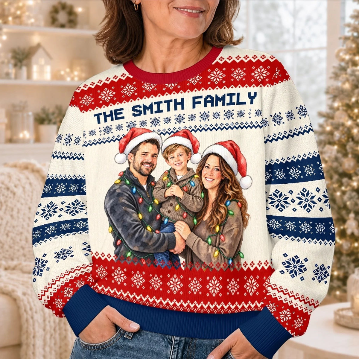 Custom Family Photo Christmas Gifts for Families - Personalized Ugly Sweatshirt