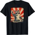 Funny DJ Cat Disco Sound Tech Headphone Music T-Shirt