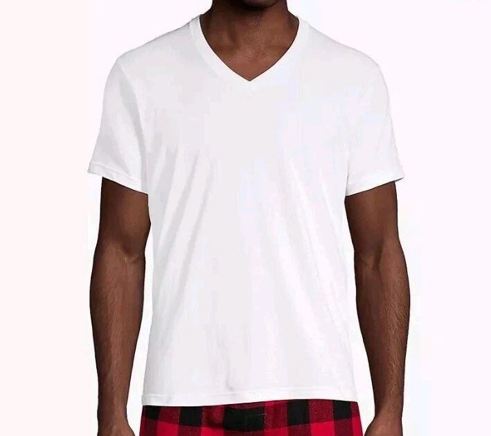 Lands End Mens V-neck Plain White T Size Medium 3 Pack
