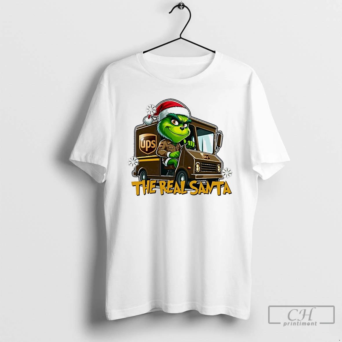 Classic Grinch The Real Santa Ups White T Shirts