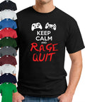 KEEP CALM AND RAGE QUIT T-SHIRT > Gamer Gaming Slogan Novelty Geek Nerd Men's