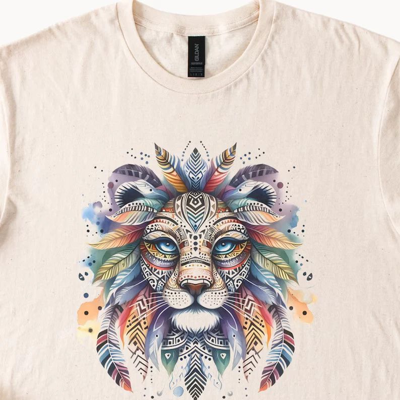 Boho Lion Comfort Tee Graphic Natural Shirt Soft