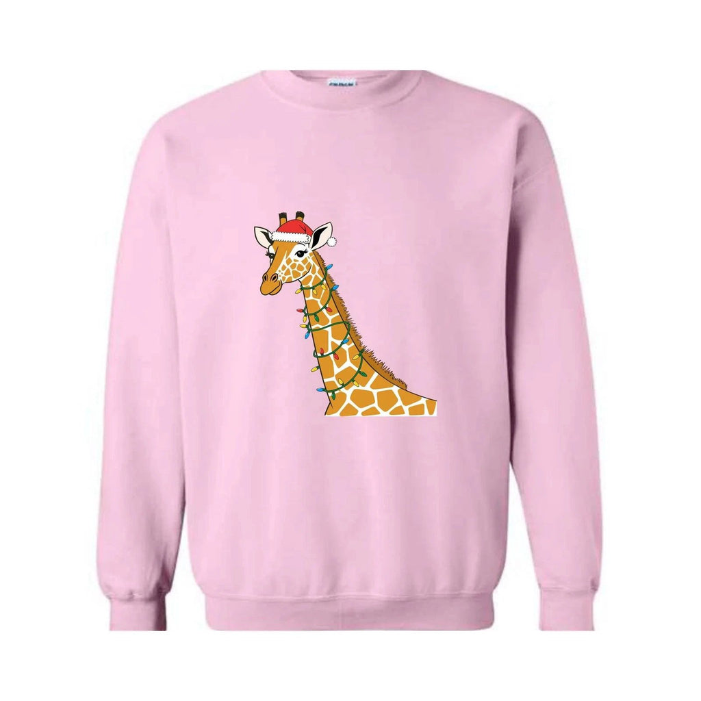 Giraffe Christmas Sweatshirt, Family Christmas Sweat, Christmas Lights Hoodie, C