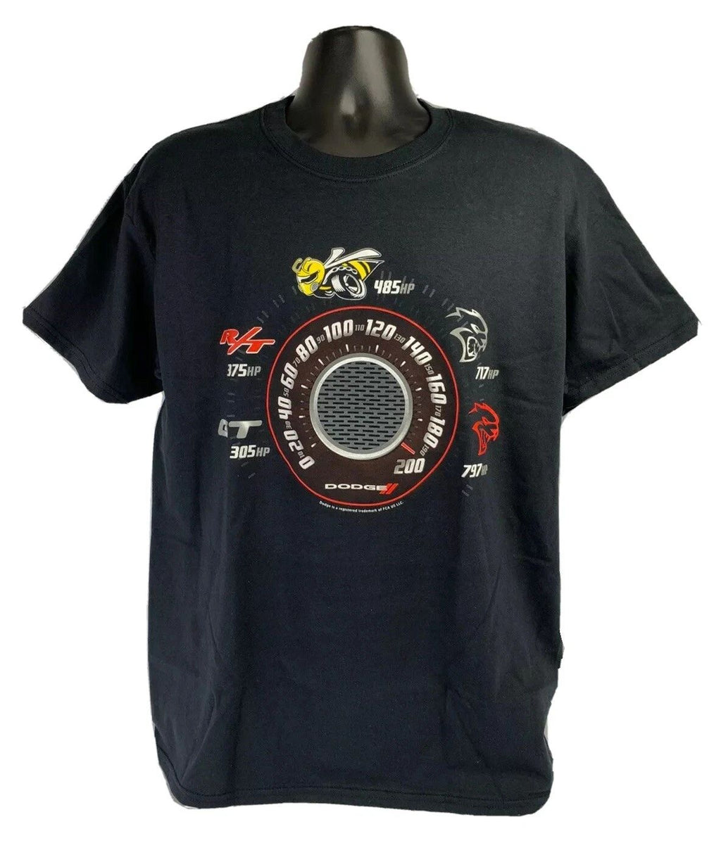 Black T-Shirt w/ Speedometer Dodge Challenger & Charger Trim Levels
