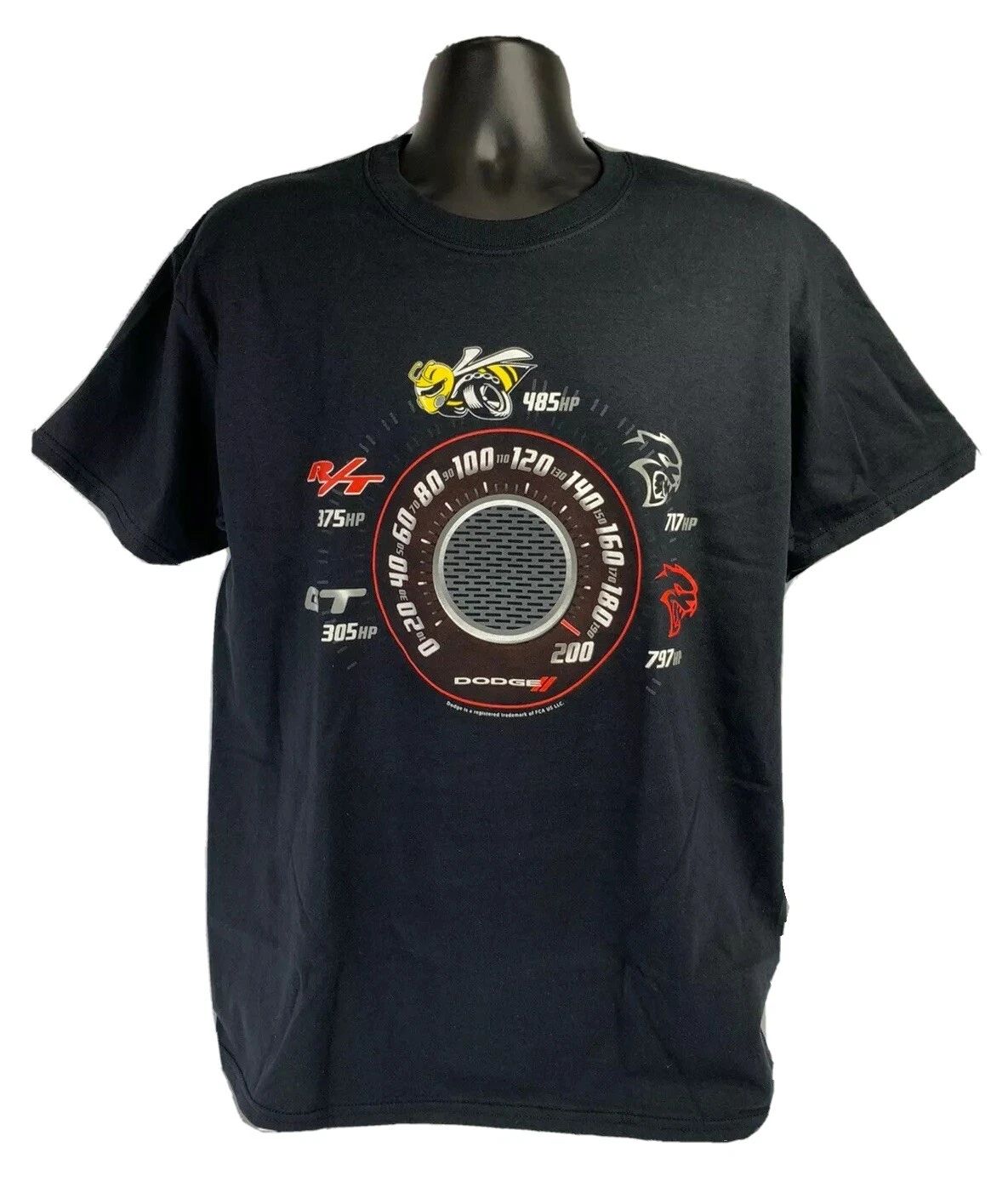 Black T-Shirt w/ Speedometer Dodge Challenger & Charger Trim Levels