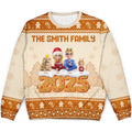 Christmas Gingerbread Family 3D Effect - Personalized Unisex Ugly Sweater