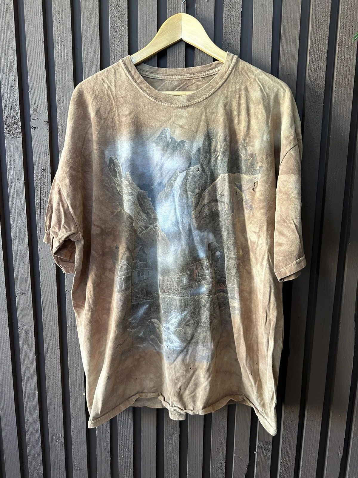 VTG The Mountain Tie Dyed T Shirt Locomotive Train Jerome AZ RR Men’s 2XL
