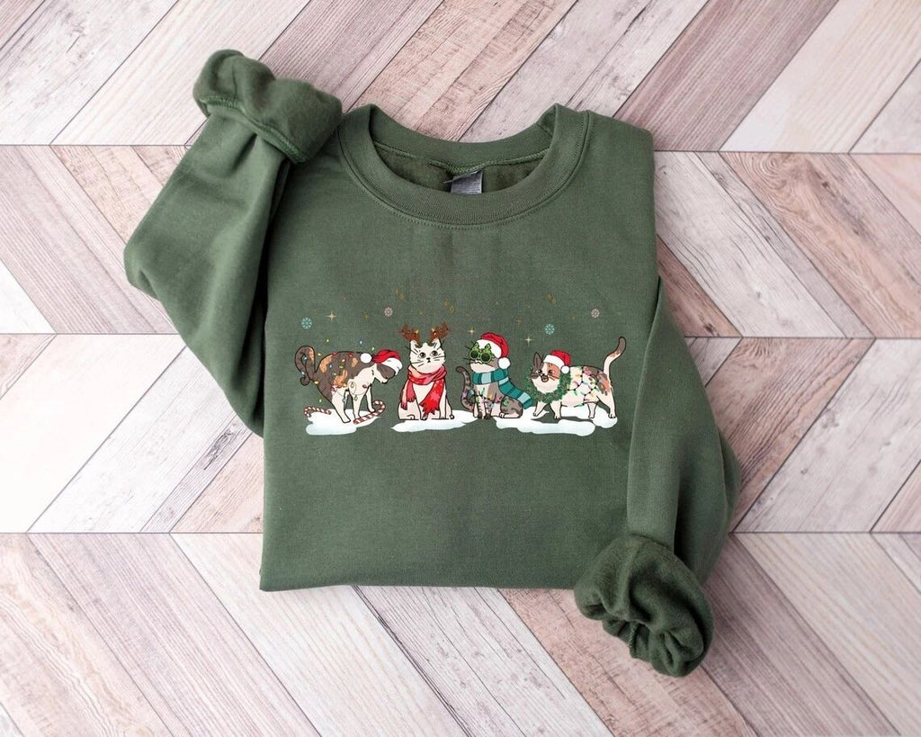 Christmas Cat Sweatshirt, Christmas Sweatshirt, Cat Lover shirt, Cat Mom T-Shirt