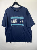Hurley Shirt Adult XXL S/S Blue Spellout Graphic Surf Beach T-shirt Men A47