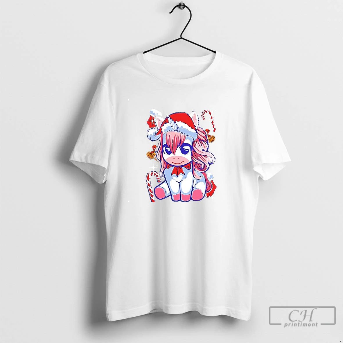 Classic Cute Unicorn Candy Cane Christmas T Shirts