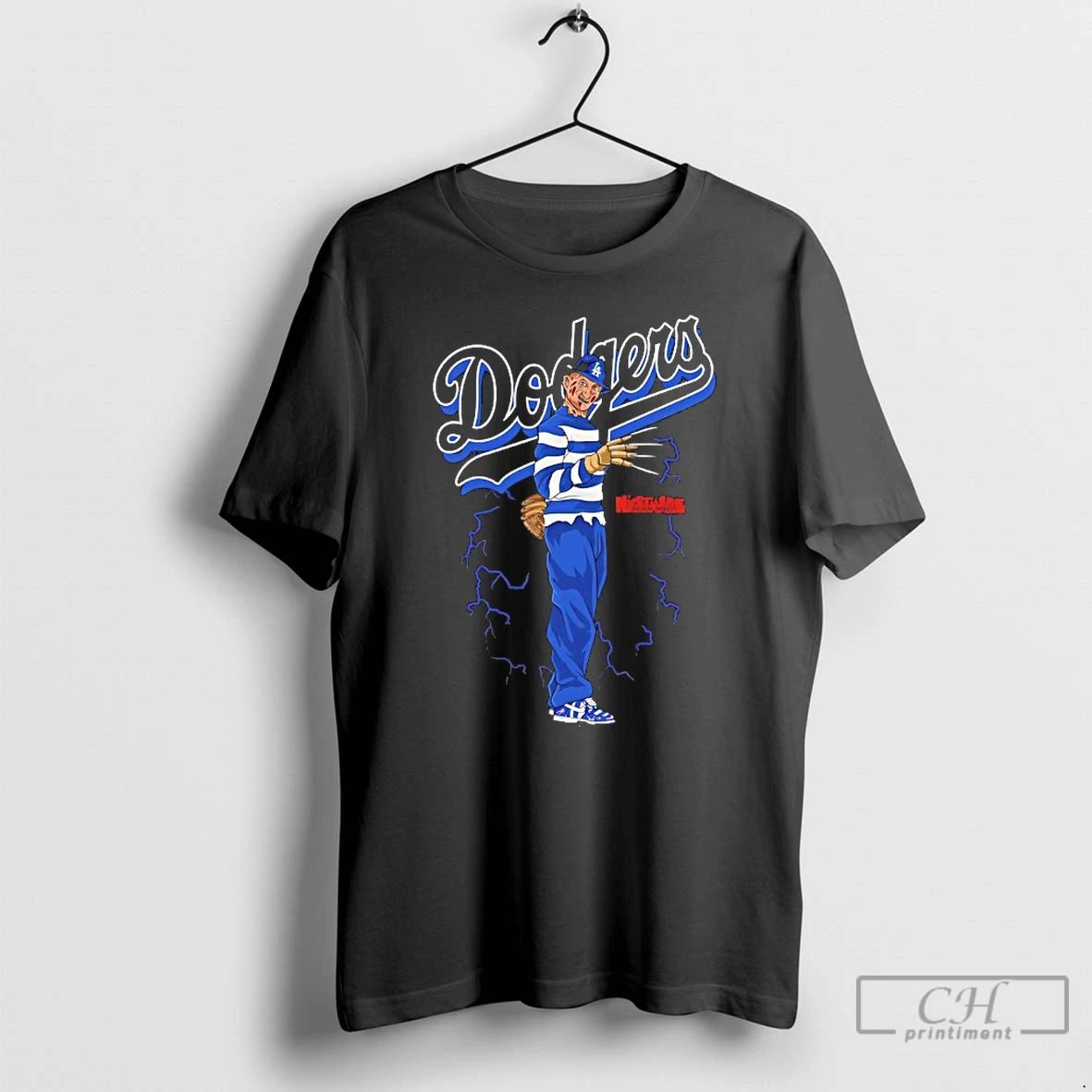 Classic Freddy Mightmare On Elm Street X Los Angeles Dodgers T Shirts