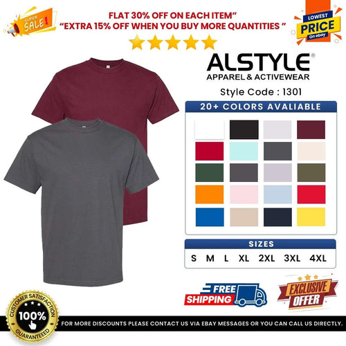 American Apparel 1301 Unisex Heavyweight Training Tee Blank Casual T-Shirt