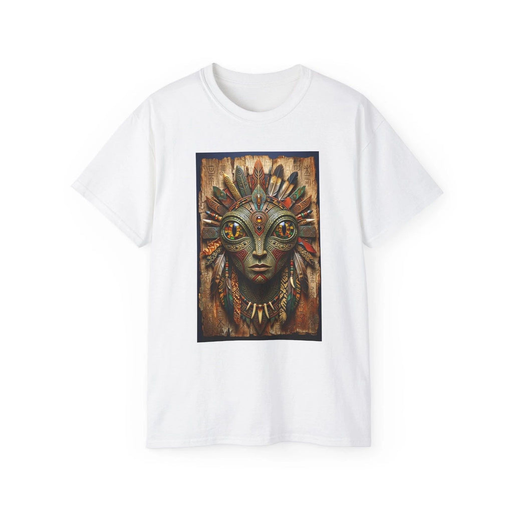 Tribal Mask Art Tee | Ethnic Headdress Portrait, Boho Spirit